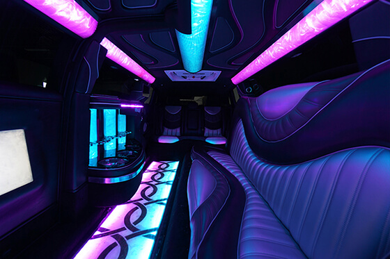stretch limo with neon lights