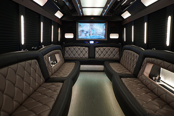 elegant limo bus interior