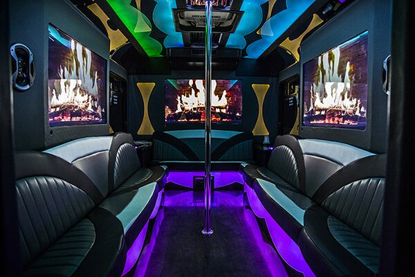 Limo bus with leather seating